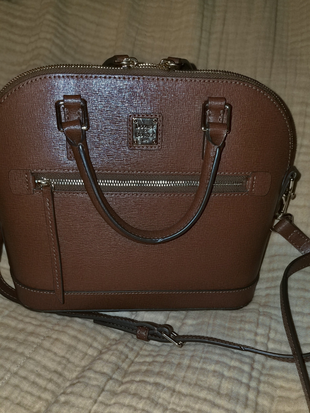 Dooney & Bourke Brown Dome Satchel with Crossbody Strap